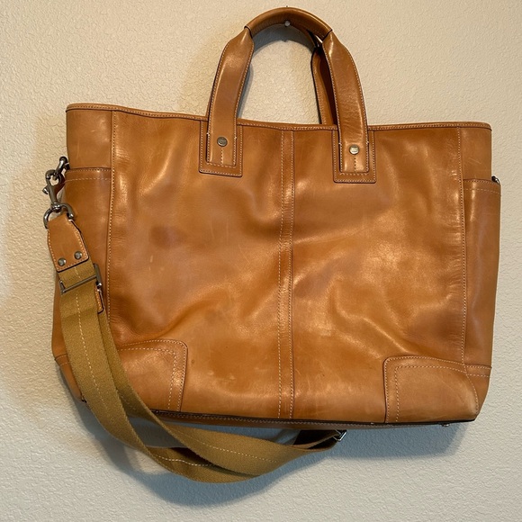 Coach Leather Tote Messenger Bag F70103 Crossbody Laptop Work Briefcase - Picture 2 of 8